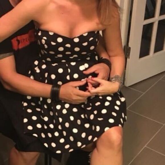 Modcloth IXIA Strapless Fit and Flare Polka Dot Dress sz M - Picture 4 of 5